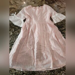Elegant Pink Kids Dress with Lace Sleeves